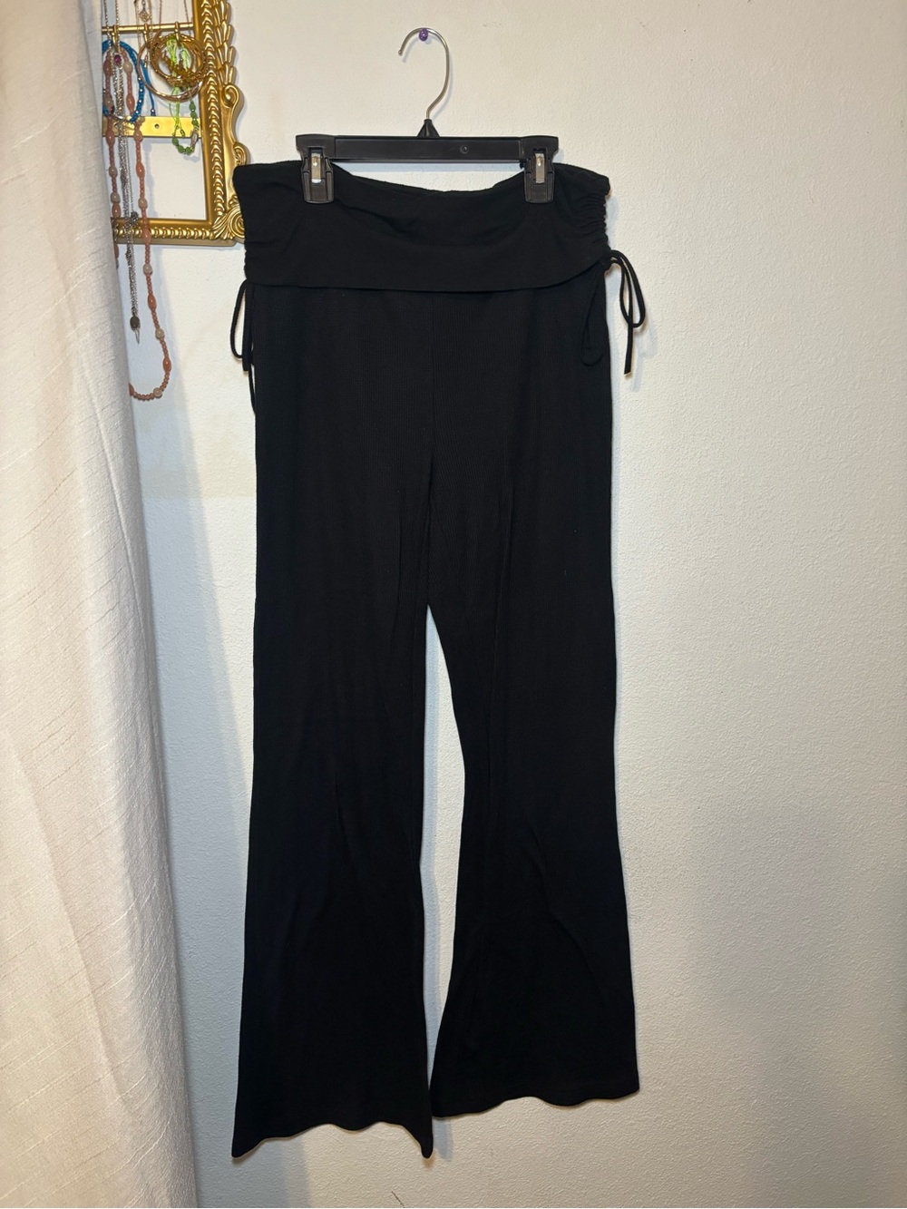 Black Fold-Over Waist Lounge Pants